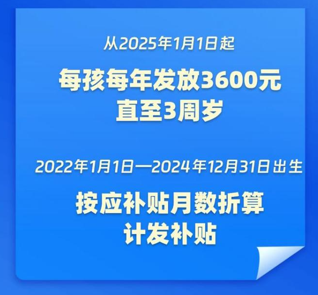 国家育儿补贴方案公布！3周岁前每娃每年3600元