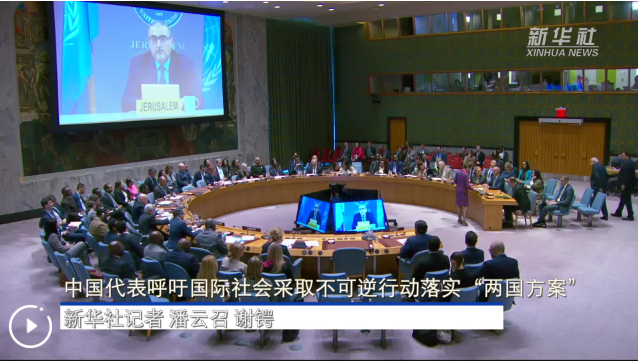 中国代表呼吁国际社会采取不可逆行动落实“两国方案”