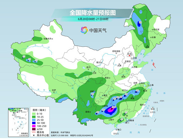 长江中下游降雨频繁明起雨势再增强 华南一带高温天气迅速发展