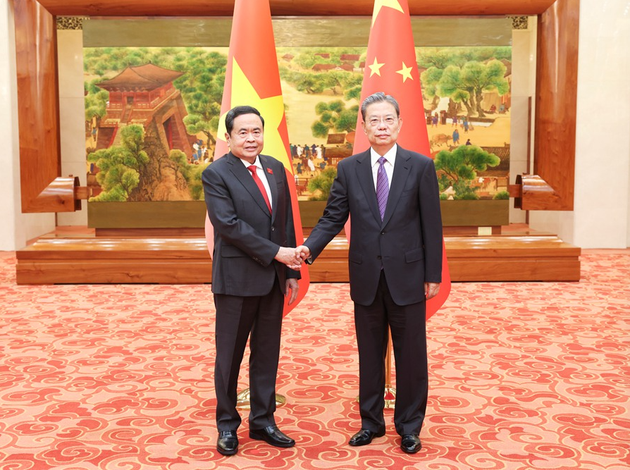 赵乐际同越南国会主席陈青敏会谈并共同主持中越立法机构联合委员会第二次会议