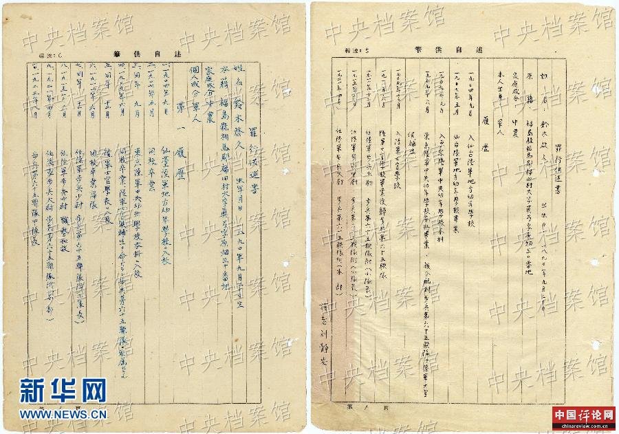（今日关注·侵华战犯笔供·图文互动）（1）罪行铁证如山　历史不容置疑——写在《日本战犯的侵华罪行自供》首次于互联网全文发布之际 